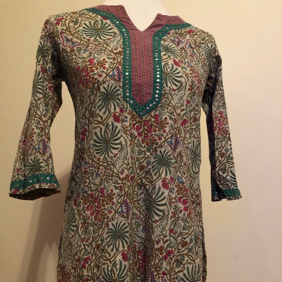 Inhabit Tops - Inhabit Tropical Floral Palm Tree Print Tunic Top